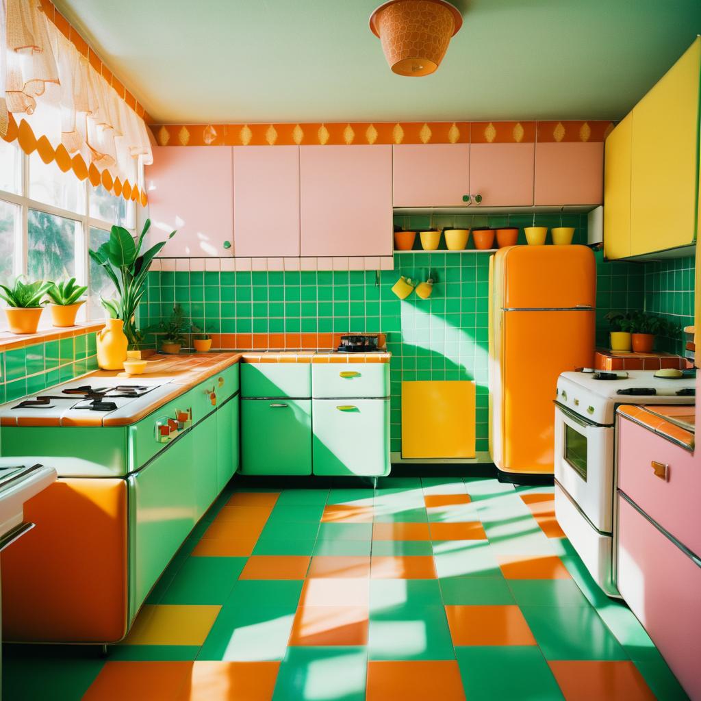 Vibrant Retro Kitchen with Femme Fatale Aesthetic