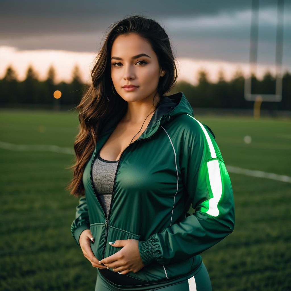 Ethereal Sports Coach on a Football Field