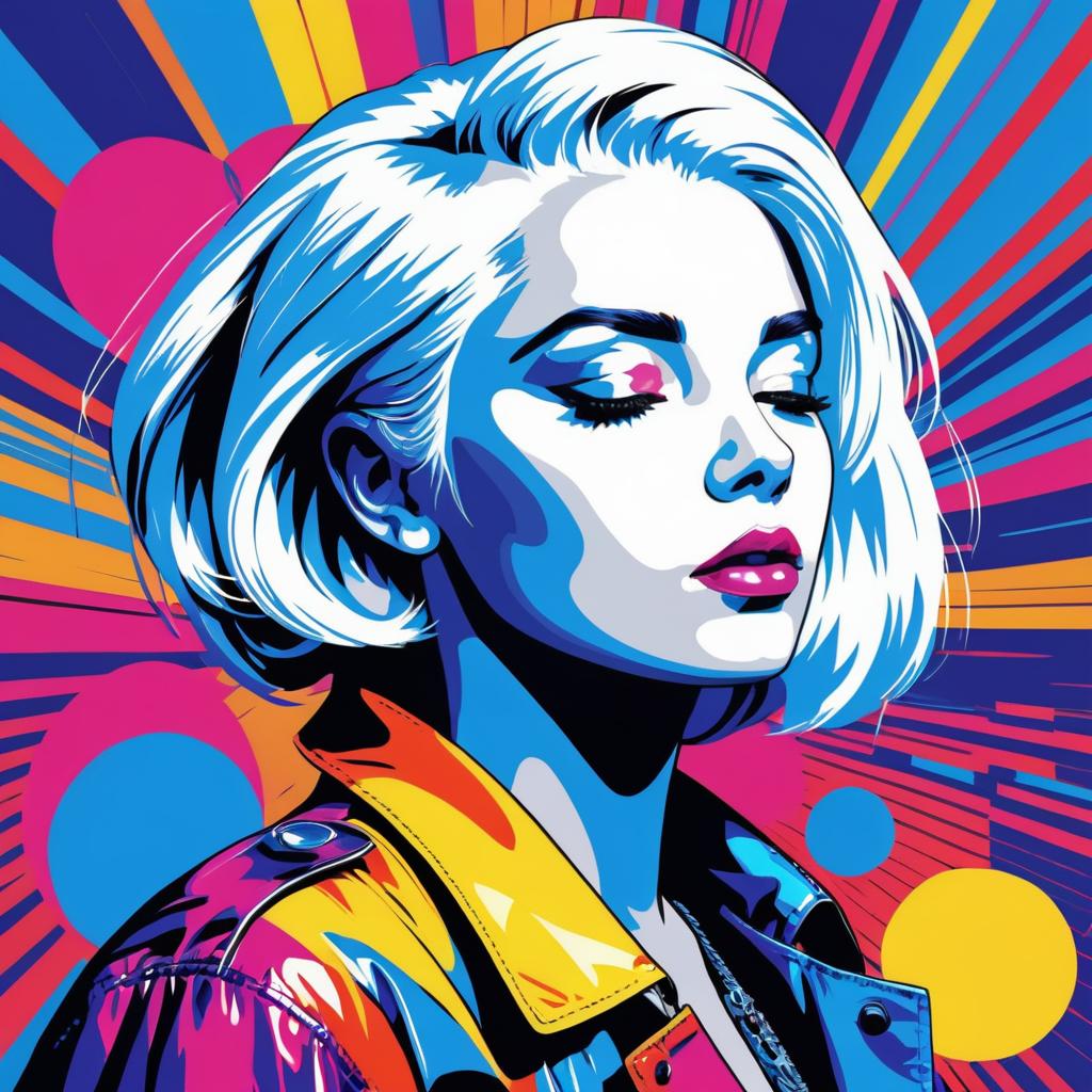 Vibrant Pop Art Girl with Silver Hair