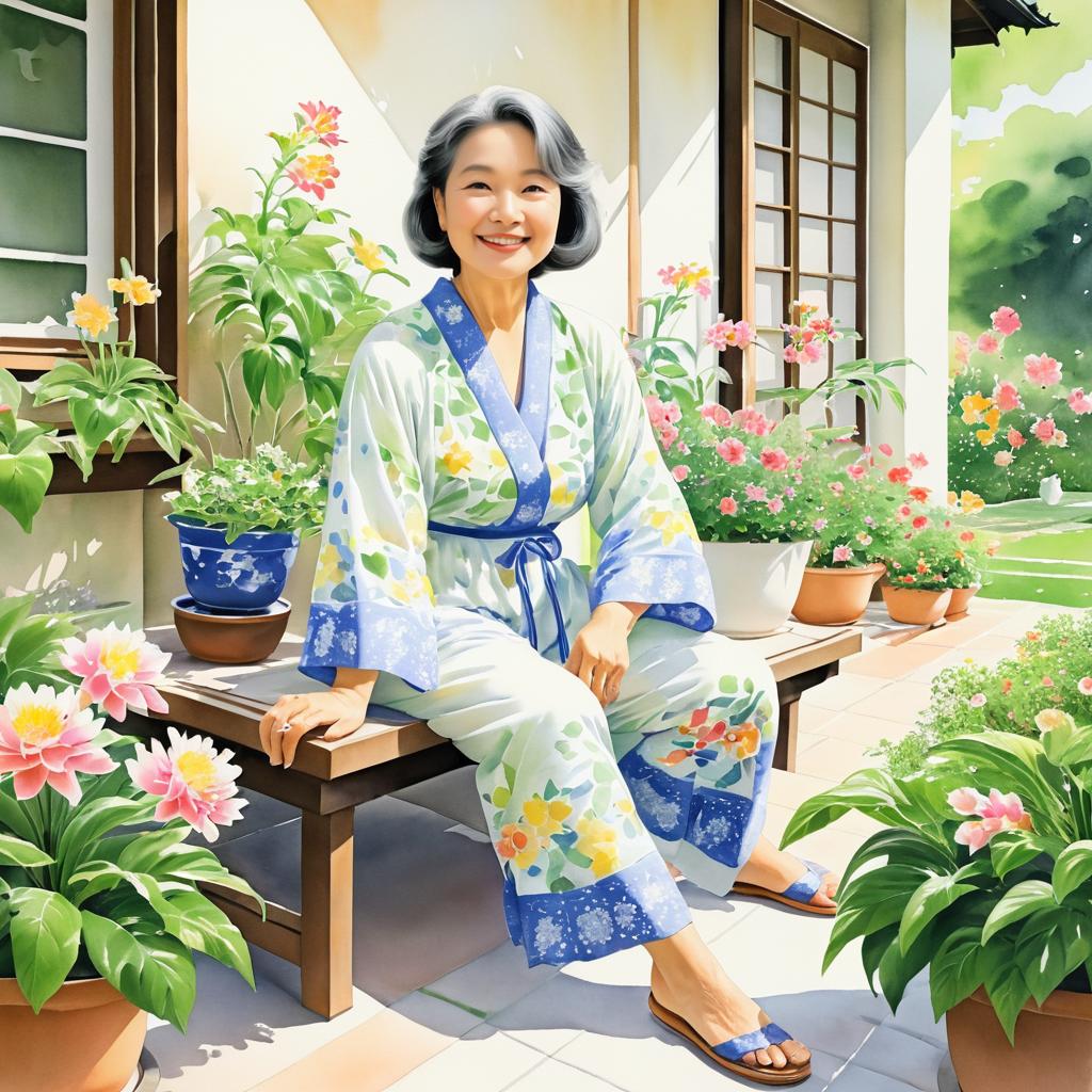 Welcoming Neighbor on Blooming Porch