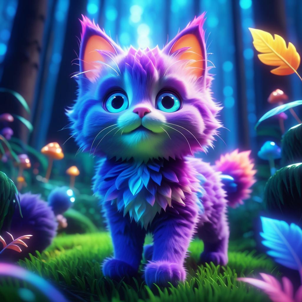 Playful Kitten in Enchanted Forest