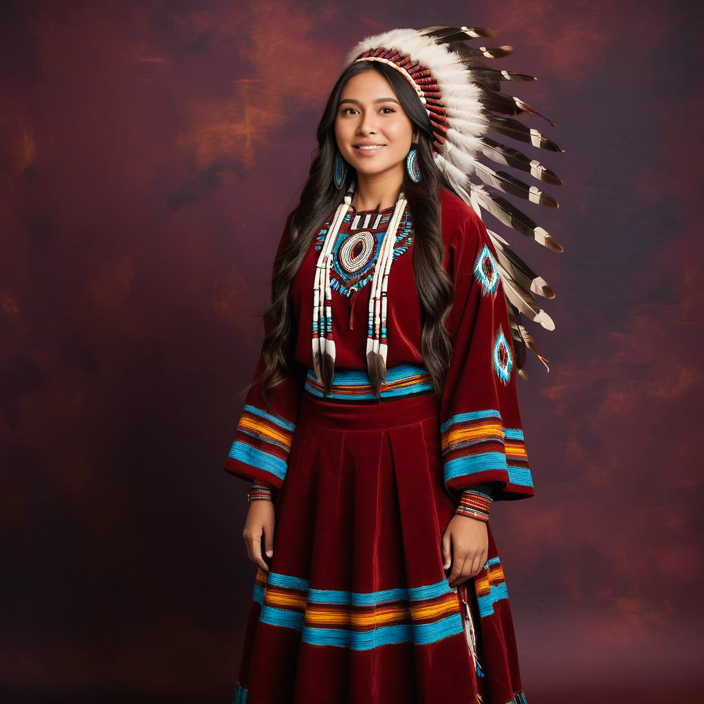 Beaming Native Woman in Vibrant Regalia