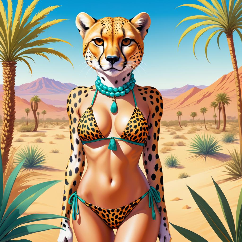 Vibrant Ecchi Cheetah in Oasis