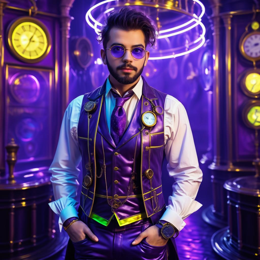 Cinematic Steampunk Waistcoat in Neon Lights