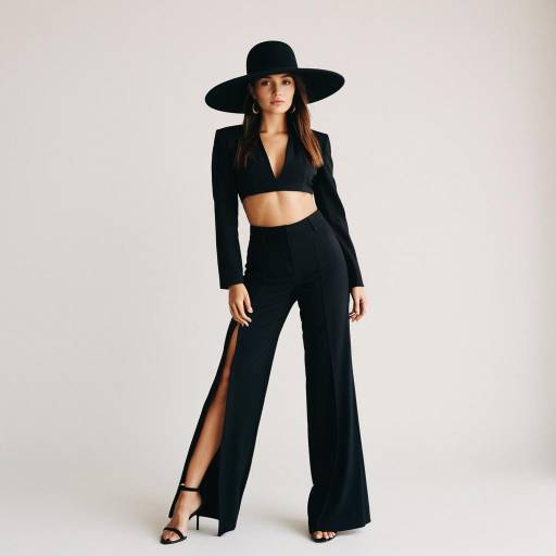 Chic Woman in Trendy Two-Piece Outfit