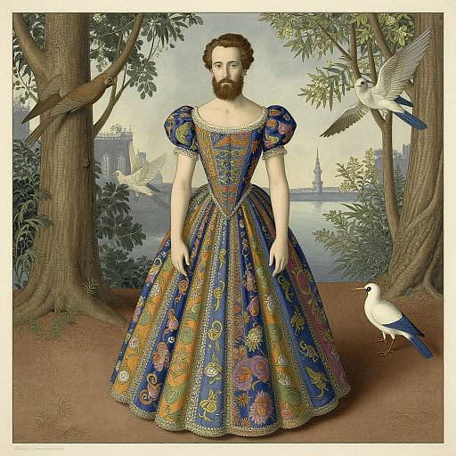Bearded Man in Colorful Prom Dress