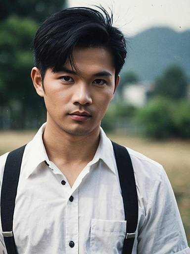 Realistic Asian Male in Shirt Outfit