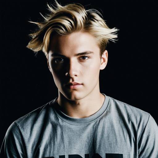 Blonde Young Man with Blowout Fade Hairstyle