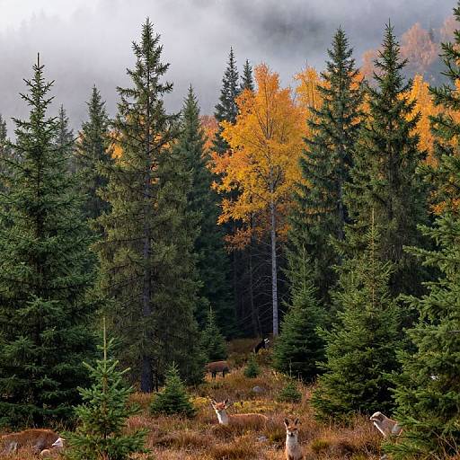 Ethereal Taiga Forest in Early Autumn
