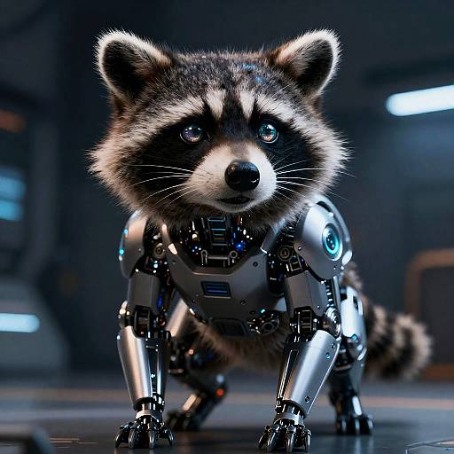 Futuristic Cybernetic Raccoon with HUD