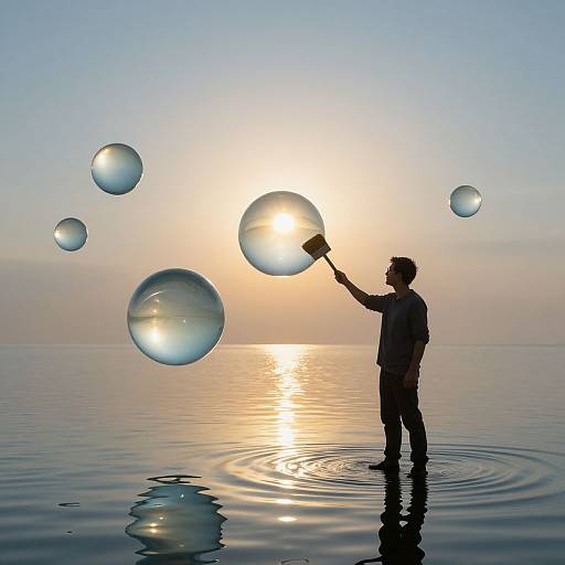 Surreal Painter on Reflective Water