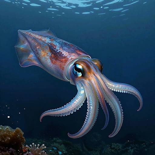 Hyper-Realistic Bigfin Squid Illustration