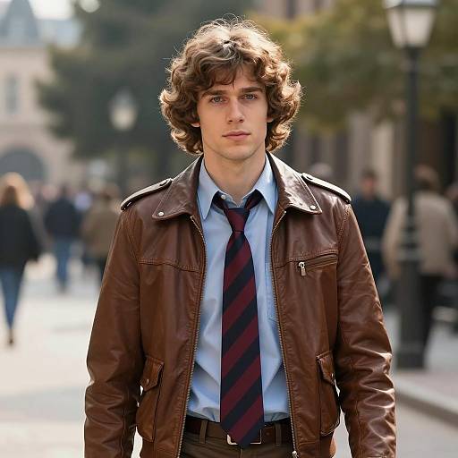 Young Man in Retro 70s Style Outfit