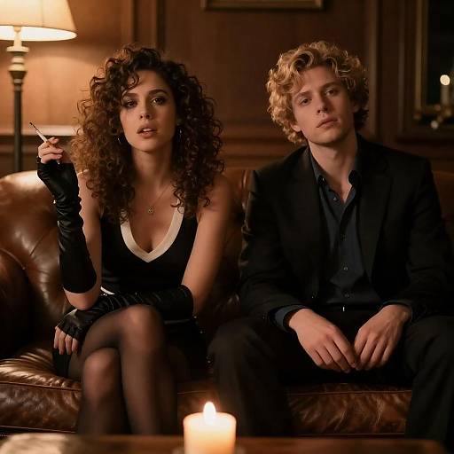 Intimate Evening on a Leather Couch