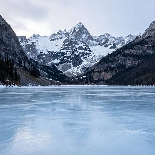 Frozen Lake and Mountain Landscape