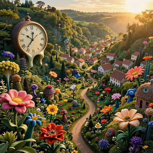 Surreal Garden Village at Golden Hour