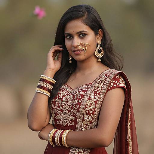 Elegant Dark-Skinned Bride in Ghagra