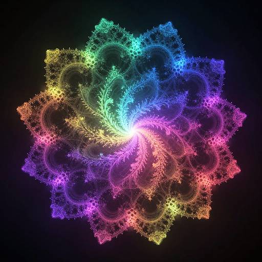 Intricate Neon Fractal AI Art