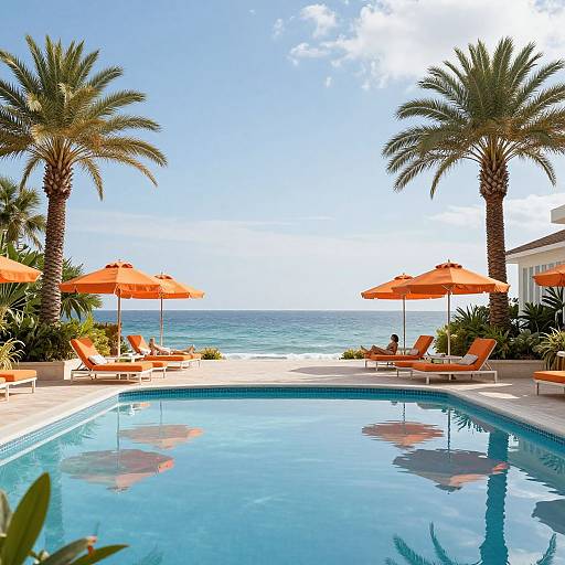 Art Deco Palm Trees Poolside Scene