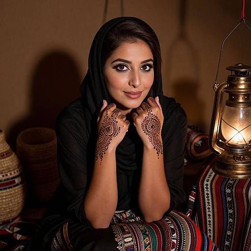 Captivating Henna Portrait in Desert Tent