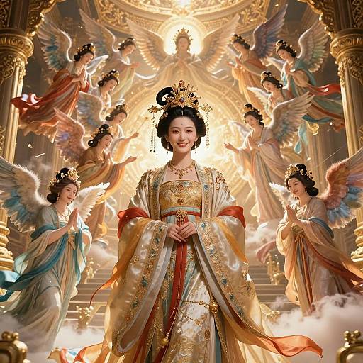 Portrait of Chinese Empress with Angels