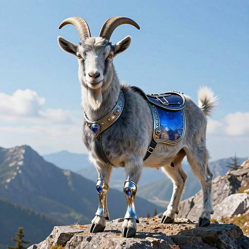 Armored Goat on Mountain Peak