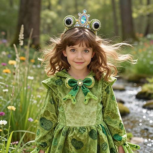 Girl in Detailed Frog Costume