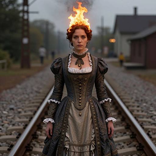 Victorian Woman with Flaming Head