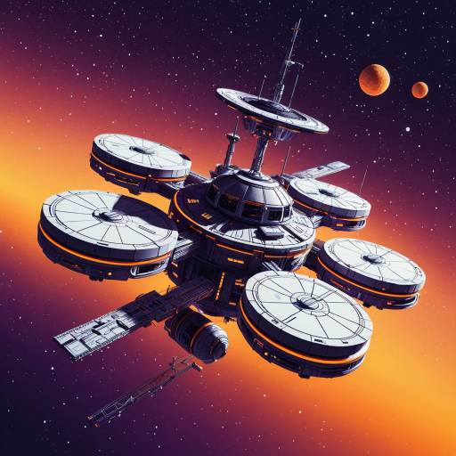 Elegant 3D Futuristic Space Station Design