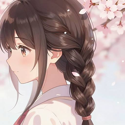 Ethereal Anime Braid with Cherry Blossoms
