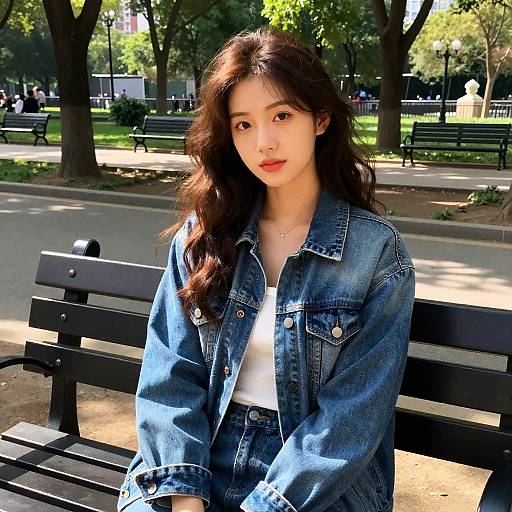 Young Woman Relaxing in Sunny Park