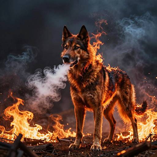 Fiery Hellhound on Burning Plains