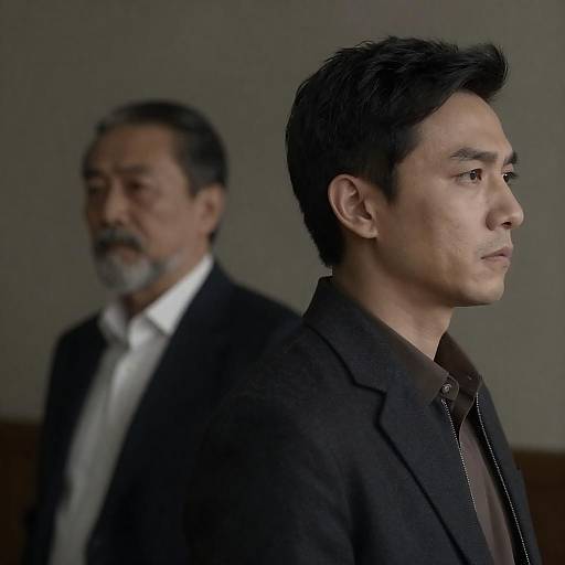 Portrait of Two Serious Men in Profile