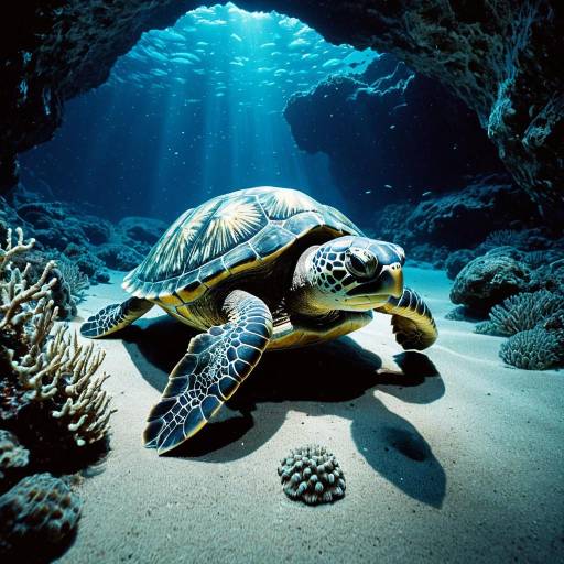 Enchanted Sea Turtle in Ocean Cave Enchanted Sea Turtle in Ocean Cave