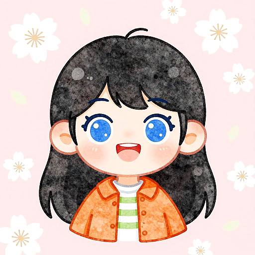 Chibi Character Watercolor Illustration