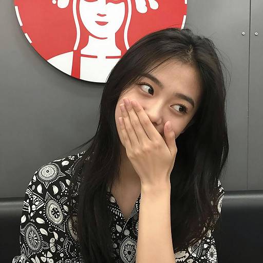 Young Woman Covering Mouth Indoors