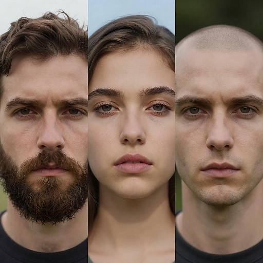 Vertical Triptych of Diverse Portraits