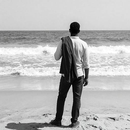 Contemplative Man on the Beach