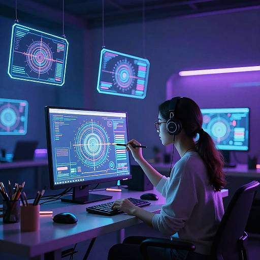 Futuristic Artist Studio with Holographics