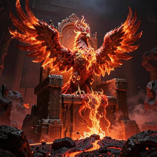 Fiery Phoenix Sovereign in Volcanic Throne