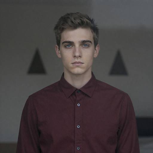 Young Man Behind Foggy Window