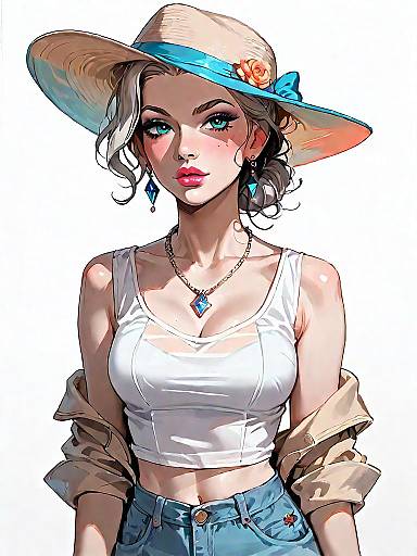 Stylish Woman in Bohemian Outfit with Fedora Hat