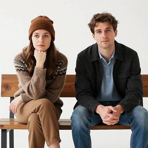 Two People on a Wooden Bench