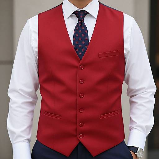 Man in Vibrant Red Silk Waistcoat