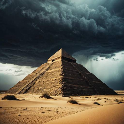 Desert Pyramid Under Stormy Skies