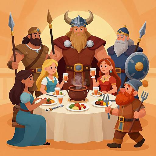 Vibrant Norse Gods Banquet Scene