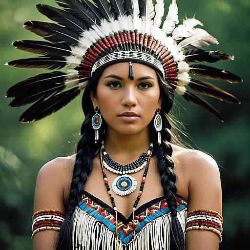 Native American Woman in Traditional Headdress