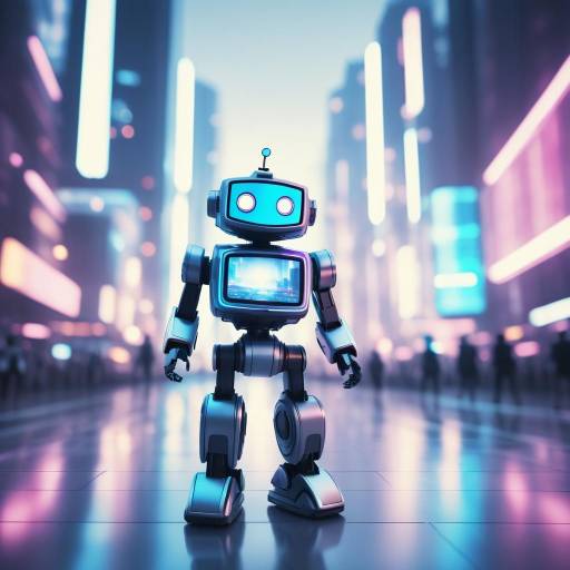 Joyful Robot in Futuristic City