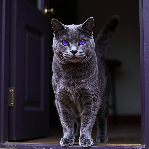 Velvet Gray Cat in Doorway
