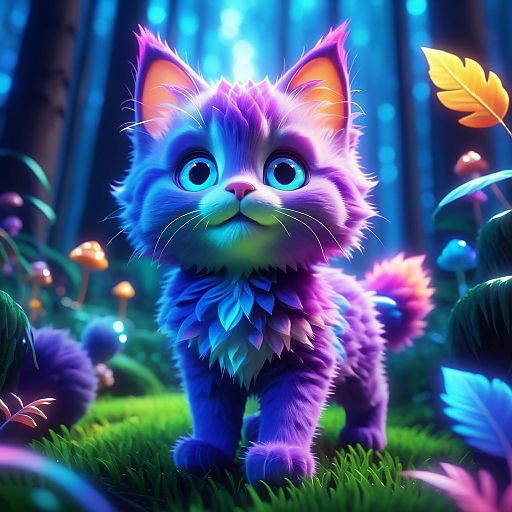 Playful Kitten in Enchanted Forest Playful Kitten in Enchanted Forest